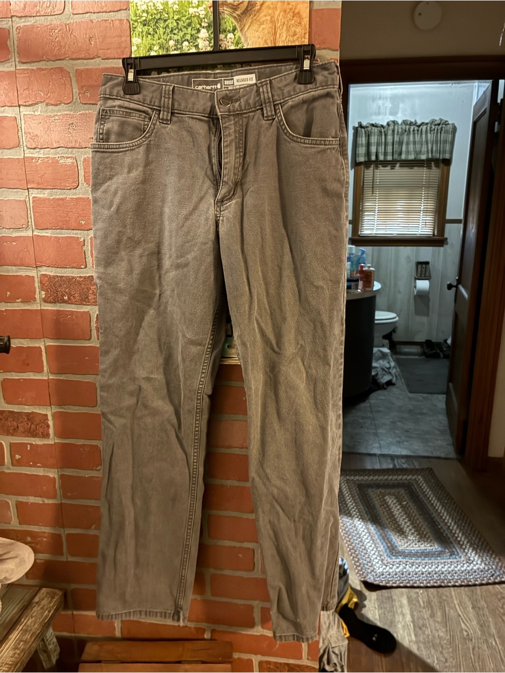 Carhartt Men's Gray Straight-Leg Work Jeans